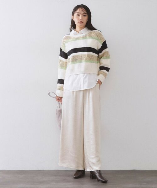 OPAQUE.CLIP / オペーク ドット クリップ パンツ | サテンイージーワイドパンツ【洗濯機OK】 | 詳細3