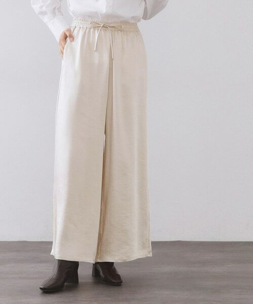 OPAQUE.CLIP / オペーク ドット クリップ パンツ | サテンイージーワイドパンツ【洗濯機OK】(アイボリー(004))