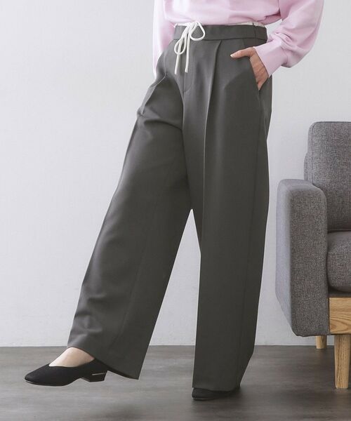 OPAQUE.CLIP / オペーク ドット クリップ パンツ | サテンレイヤード風ワイドパンツ【洗濯機OK】 | 詳細1