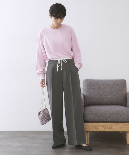 OPAQUE.CLIP / オペーク ドット クリップ パンツ | サテンレイヤード風ワイドパンツ【洗濯機OK】 | 詳細2