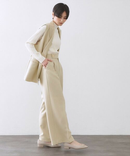 OPAQUE.CLIP / オペーク ドット クリップ パンツ | 金ボタンデザインワイドパンツ／セットアップ対応【洗濯機OK】 | 詳細3