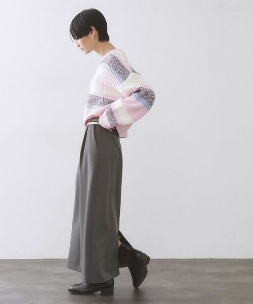 OPAQUE.CLIP / オペーク ドット クリップ ロング・マキシ丈スカート | ボーダーリブ使いナロースカート【洗濯機OK】 | 詳細3