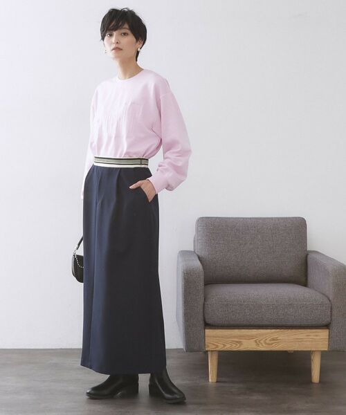 OPAQUE.CLIP / オペーク ドット クリップ ロング・マキシ丈スカート | ボーダーリブ使いナロースカート【洗濯機OK】 | 詳細6