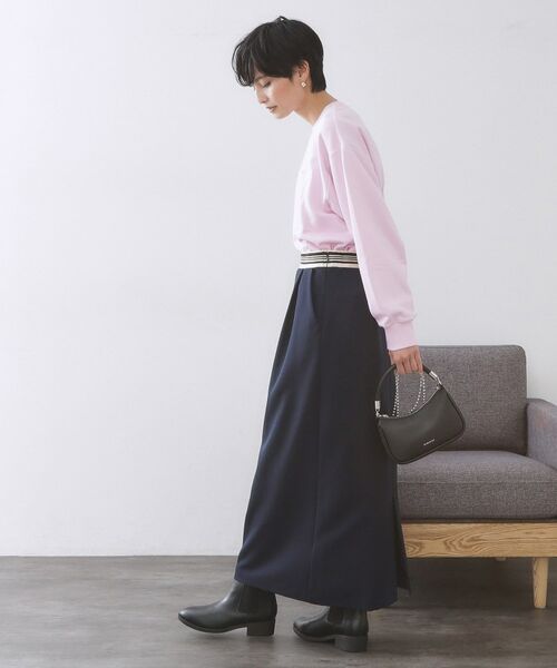OPAQUE.CLIP / オペーク ドット クリップ ロング・マキシ丈スカート | ボーダーリブ使いナロースカート【洗濯機OK】 | 詳細7