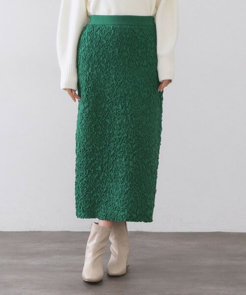 OPAQUE.CLIP / オペーク ドット クリップ ロング・マキシ丈スカート | ジャカード編みニットナロースカート【洗える】 | 詳細9