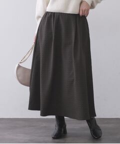 OPAQUE.CLIP / オペーク ドット クリップ ロング・マキシ丈スカート | チドリエンボスフレアスカート【洗濯機OK】