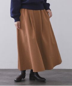 OPAQUE.CLIP / オペーク ドット クリップ ロング・マキシ丈スカート | チドリエンボスフレアスカート【洗濯機OK】