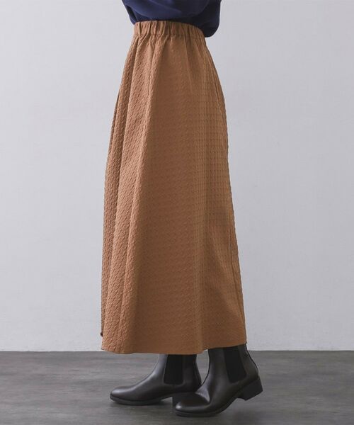 OPAQUE.CLIP / オペーク ドット クリップ ロング・マキシ丈スカート | チドリエンボスフレアスカート【洗濯機OK】 | 詳細10