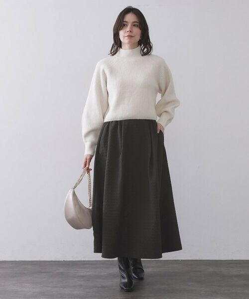 OPAQUE.CLIP / オペーク ドット クリップ ロング・マキシ丈スカート | チドリエンボスフレアスカート【洗濯機OK】 | 詳細2