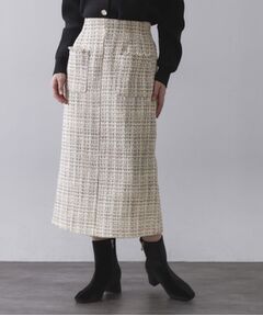 OPAQUE.CLIP / オペーク ドット クリップ ロング・マキシ丈スカート | ファンシーツイードナロースカート【洗濯機OK】