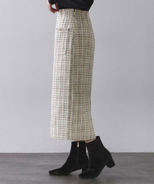 OPAQUE.CLIP / オペーク ドット クリップ ロング・マキシ丈スカート | ファンシーツイードナロースカート【洗濯機OK】 | 詳細10
