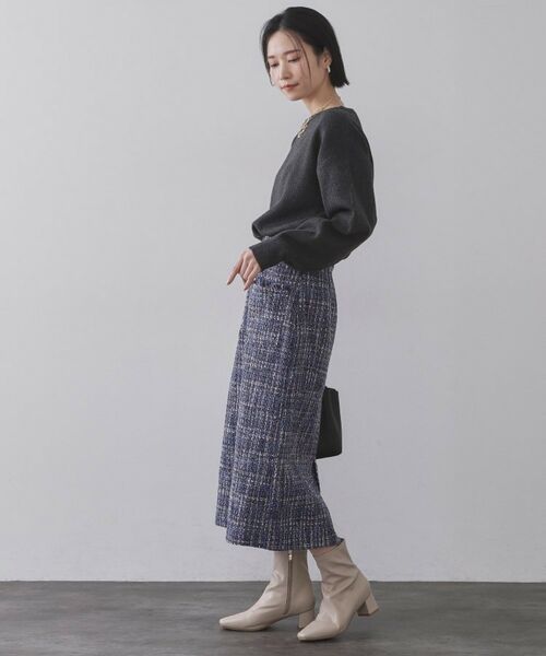 OPAQUE.CLIP / オペーク ドット クリップ ロング・マキシ丈スカート | ファンシーツイードナロースカート【洗濯機OK】 | 詳細3