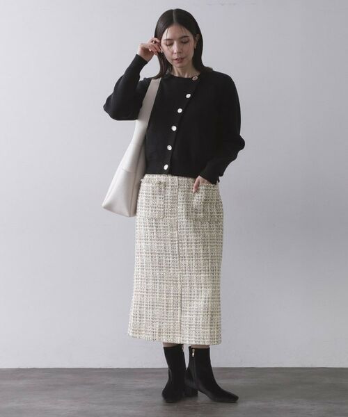 OPAQUE.CLIP / オペーク ドット クリップ ロング・マキシ丈スカート | ファンシーツイードナロースカート【洗濯機OK】 | 詳細6