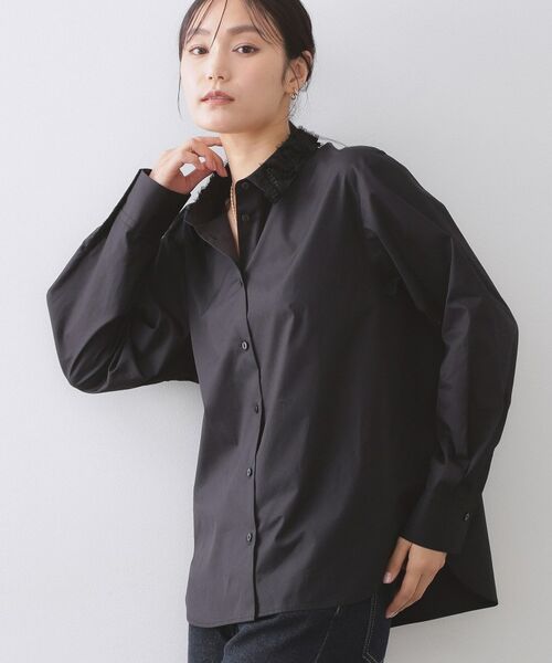 OPAQUE.CLIP / オペーク ドット クリップ シャツ・ブラウス | 襟チュールシャツ【洗濯機OK】（ブラック(019)）