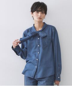 OPAQUE.CLIP / オペーク ドット クリップ シャツ・ブラウス | セルロース混デニムボウタイブラウス【洗濯機OK】
