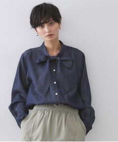 OPAQUE.CLIP / オペーク ドット クリップ シャツ・ブラウス | セルロース混デニムボウタイブラウス【洗濯機OK】