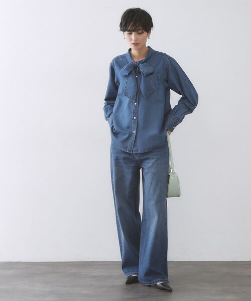 OPAQUE.CLIP / オペーク ドット クリップ シャツ・ブラウス | セルロース混デニムボウタイブラウス【洗濯機OK】 | 詳細2