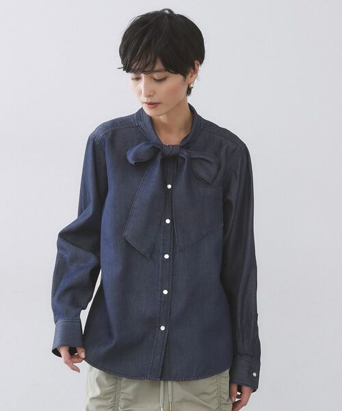 OPAQUE.CLIP / オペーク ドット クリップ シャツ・ブラウス | セルロース混デニムボウタイブラウス【洗濯機OK】 | 詳細9