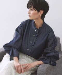 OPAQUE.CLIP / オペーク ドット クリップ シャツ・ブラウス | セルロース混デニムフリルブラウス【洗濯機OK】