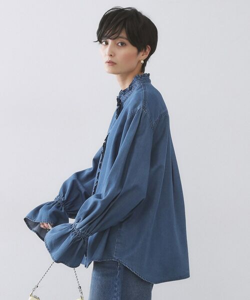 OPAQUE.CLIP / オペーク ドット クリップ シャツ・ブラウス | セルロース混デニムフリルブラウス【洗濯機OK】 | 詳細1