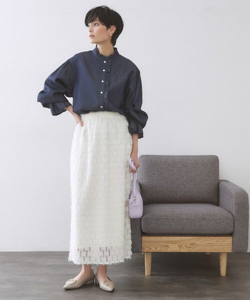 OPAQUE.CLIP / オペーク ドット クリップ シャツ・ブラウス | セルロース混デニムフリルブラウス【洗濯機OK】 | 詳細6