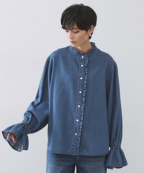 OPAQUE.CLIP / オペーク ドット クリップ シャツ・ブラウス | セルロース混デニムフリルブラウス【洗濯機OK】 | 詳細9