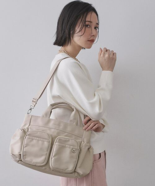 OPAQUE.CLIP / オペーク ドット クリップ トートバッグ | フロントWポケット3層デザインミドルトートバッグ【2WAY／マルチポケット】 | 詳細5