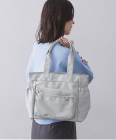 フロントポケット3層デザインBIGトートバッグ【マルチポケット】