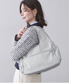 フロントポケット3層デザイントライアングルミドルトートバッグ【マルチポケット】