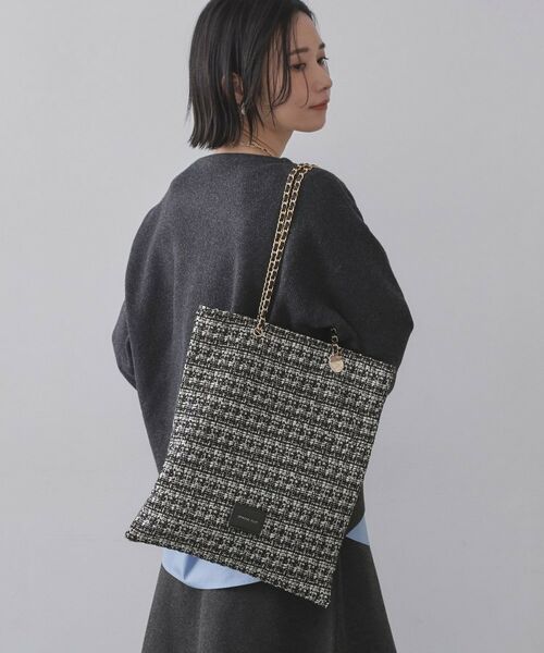 OPAQUE.CLIP / オペーク ドット クリップ トートバッグ | ツイードコンビチェーンショルダートートバッグ【A4サイズ対応】 | 詳細1