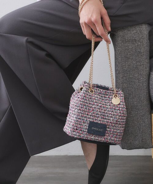 OPAQUE.CLIP / オペーク ドット クリップ ショルダーバッグ | 【2WAY】ツイードコンビミニショルダー（ピンク(072)）