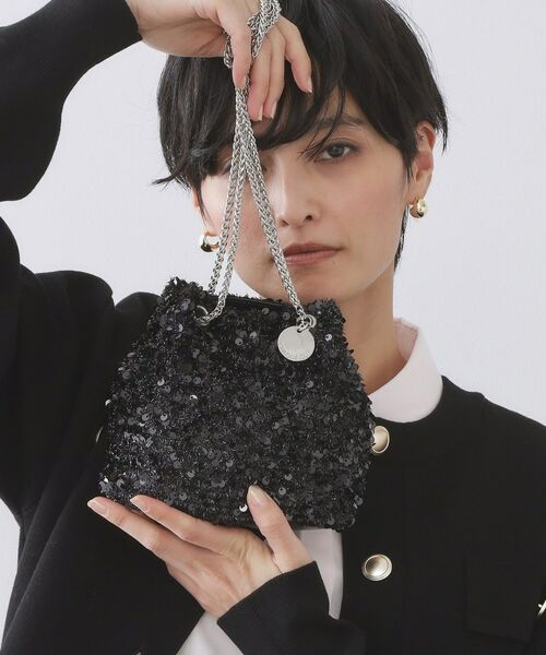 OPAQUE.CLIP / オペーク ドット クリップ ショルダーバッグ | 【2WAY】スパンコールミニショルダー（ブラック(019)）