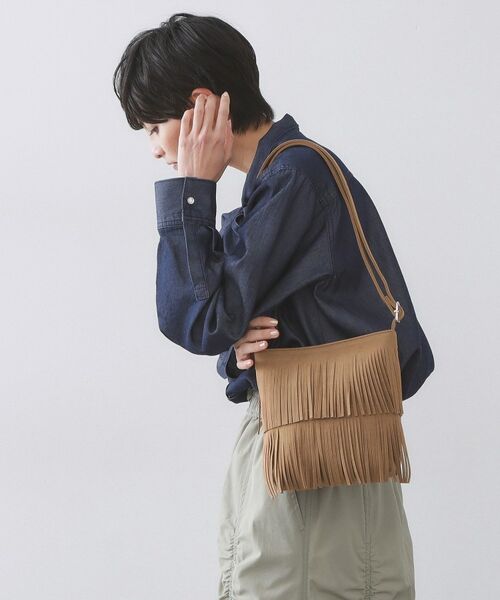 OPAQUE.CLIP / オペーク ドット クリップ ショルダーバッグ | スクエアフリンジショルダーバッグ（ブラウン(043)）