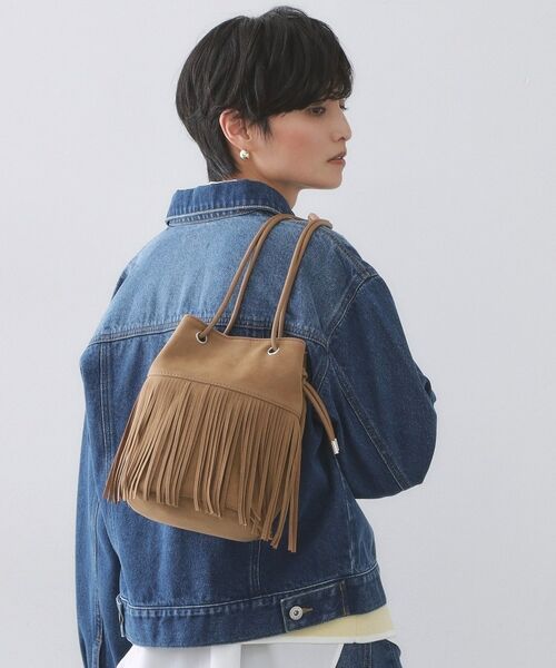OPAQUE.CLIP / オペーク ドット クリップ トートバッグ | 【2WAY】フリンジ巾着ミニトート（ブラウン(043)）