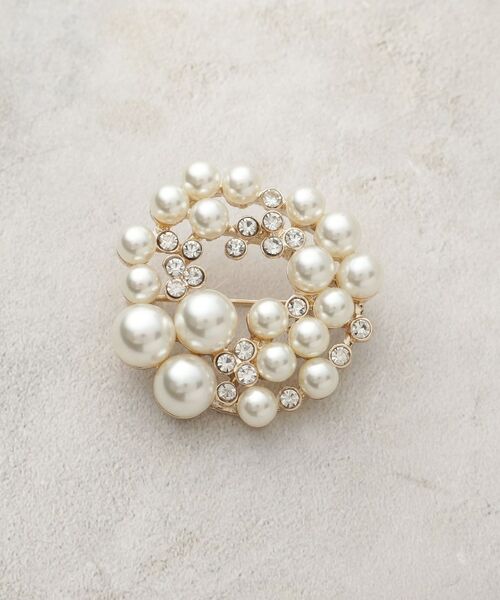 OPAQUE.CLIP / オペーク ドット クリップ ブローチ・コサージュ | フェイクパール×ビジュー ラウンドブローチ | 詳細1