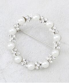 フェイクパール／ビジューサークルブローチ