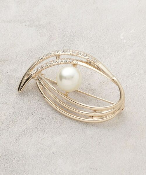 OPAQUE.CLIP / オペーク ドット クリップ ブローチ・コサージュ | フェイクパール×ビジュー ニュアンスラインブローチ | 詳細1