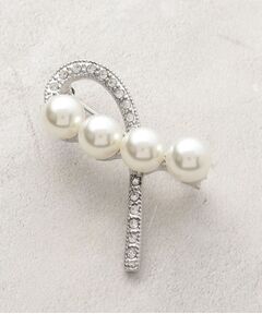 フェイクパール カーブラインブローチ