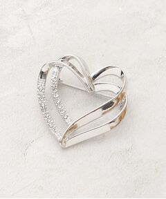 ダブルラインハートビジューブローチ