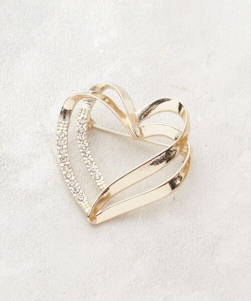 OPAQUE.CLIP / オペーク ドット クリップ ブローチ・コサージュ | ダブルラインハートビジューブローチ | 詳細1