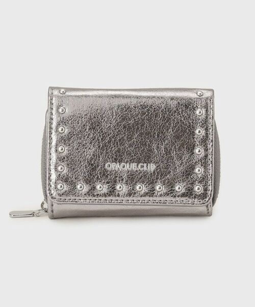 OPAQUE.CLIP / オペーク ドット クリップ 財布・コインケース・マネークリップ | スタッズデザイン 三つ折りミニウォレット（ブラックシルバー(109)）