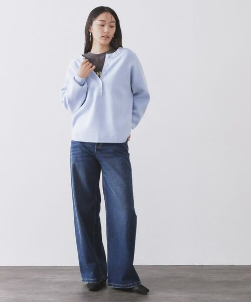 OPAQUE.CLIP / オペーク ドット クリップ ニット・セーター | ヘンリーネックニット／前後2WAY【洗濯機OK】 | 詳細17