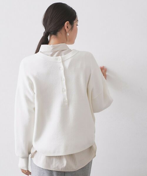 OPAQUE.CLIP / オペーク ドット クリップ ニット・セーター | ヘンリーネックニット／前後2WAY【洗濯機OK】 | 詳細2