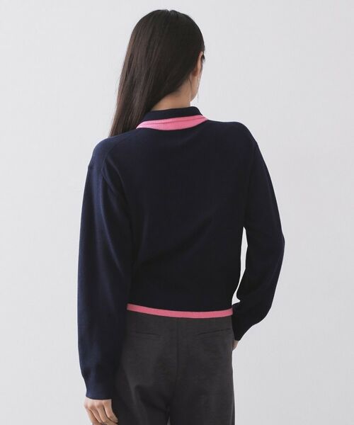 OPAQUE.CLIP / オペーク ドット クリップ ニット・セーター | ダブルカラーポロ衿配色ニット【洗濯機OK】 | 詳細11