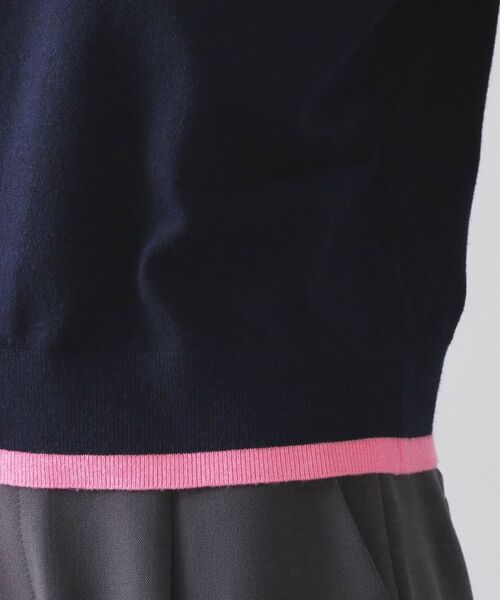 OPAQUE.CLIP / オペーク ドット クリップ ニット・セーター | ダブルカラーポロ衿配色ニット【洗濯機OK】 | 詳細14