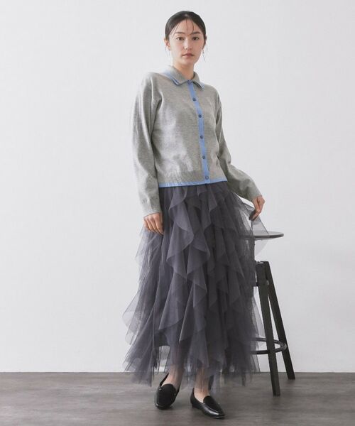 OPAQUE.CLIP / オペーク ドット クリップ ニット・セーター | ダブルカラーポロ衿配色ニット【洗濯機OK】 | 詳細2