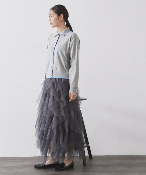 OPAQUE.CLIP / オペーク ドット クリップ ニット・セーター | ダブルカラーポロ衿配色ニット【洗濯機OK】 | 詳細3