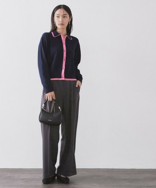 OPAQUE.CLIP / オペーク ドット クリップ ニット・セーター | ダブルカラーポロ衿配色ニット【洗濯機OK】 | 詳細7