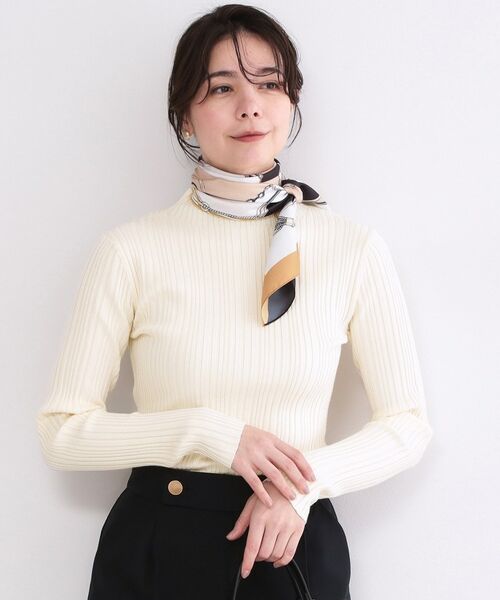 OPAQUE.CLIP / オペーク ドット クリップ ニット・セーター | ランダムリブハイネックニット【洗濯機OK】(オフホワイト(003))
