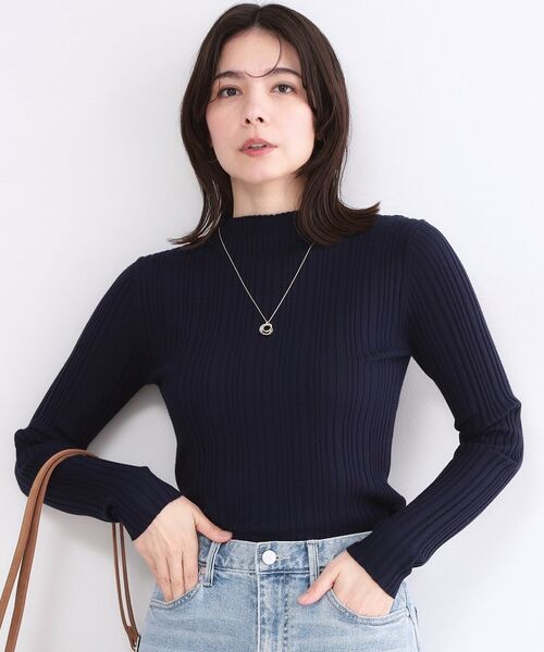 OPAQUE.CLIP / オペーク ドット クリップ ニット・セーター | ランダムリブハイネックニット【洗濯機OK】(ネイビー(094))